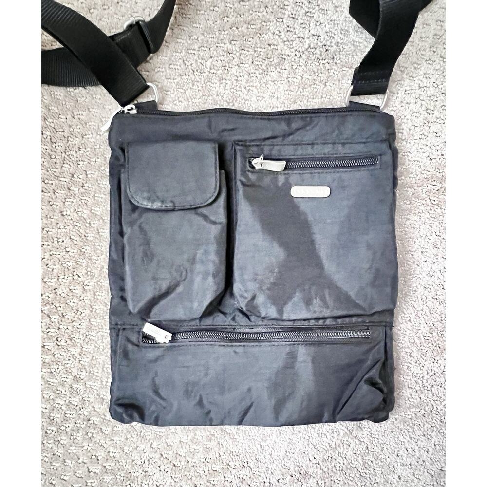 Baggallini Crossbody Bag Black Travel Organizer Nylon Adjustable Strap Pockets